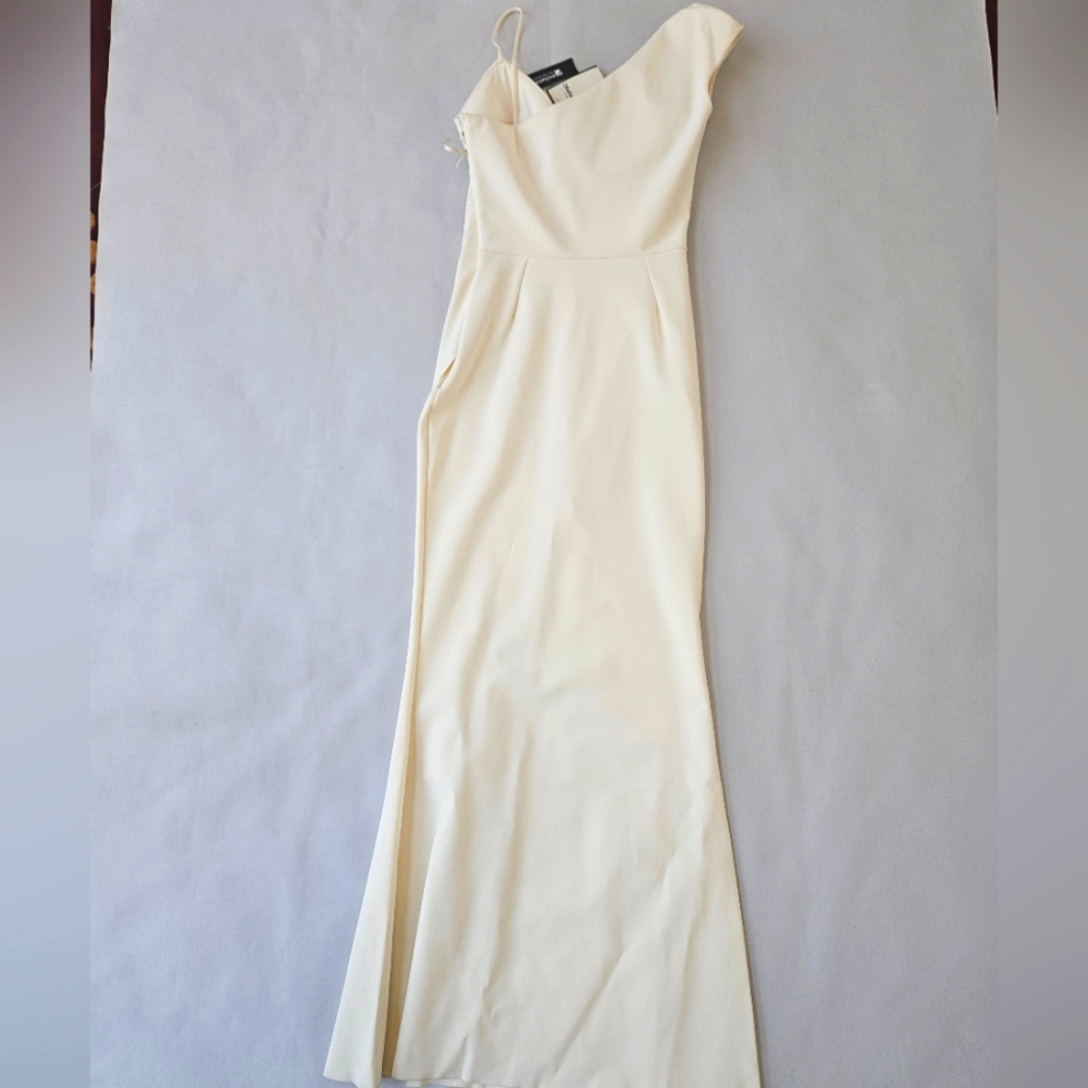NWT! Chiara Boni One-Shoulder Front-Slit Wrap Gown Size 8 - Picture 12 of 16